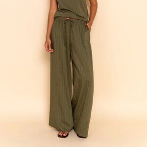 NWT Elce Khaki Stripe Drawstring Casual Pant in XS
